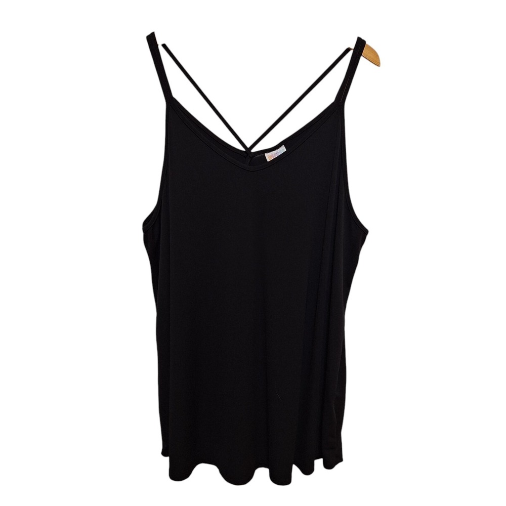 LuLaRoe Daniella Double Strap Crisscross Back Top Womens 3XL Black Stretch  Knit